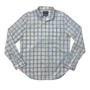Bonobos Shirt Mens M Medium White Blue Cotton Standard Fit Windowpane Plaid